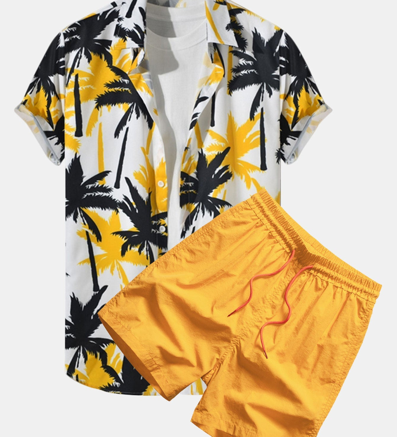 Hemd mit Palmenmuster und Shorts zum Schwimmen