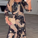 Verelle™ – Elegantes Kleid mit Print & Dreiviertelärmeln