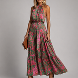 Elara | Drapiertes Halter-Midi-Kleid