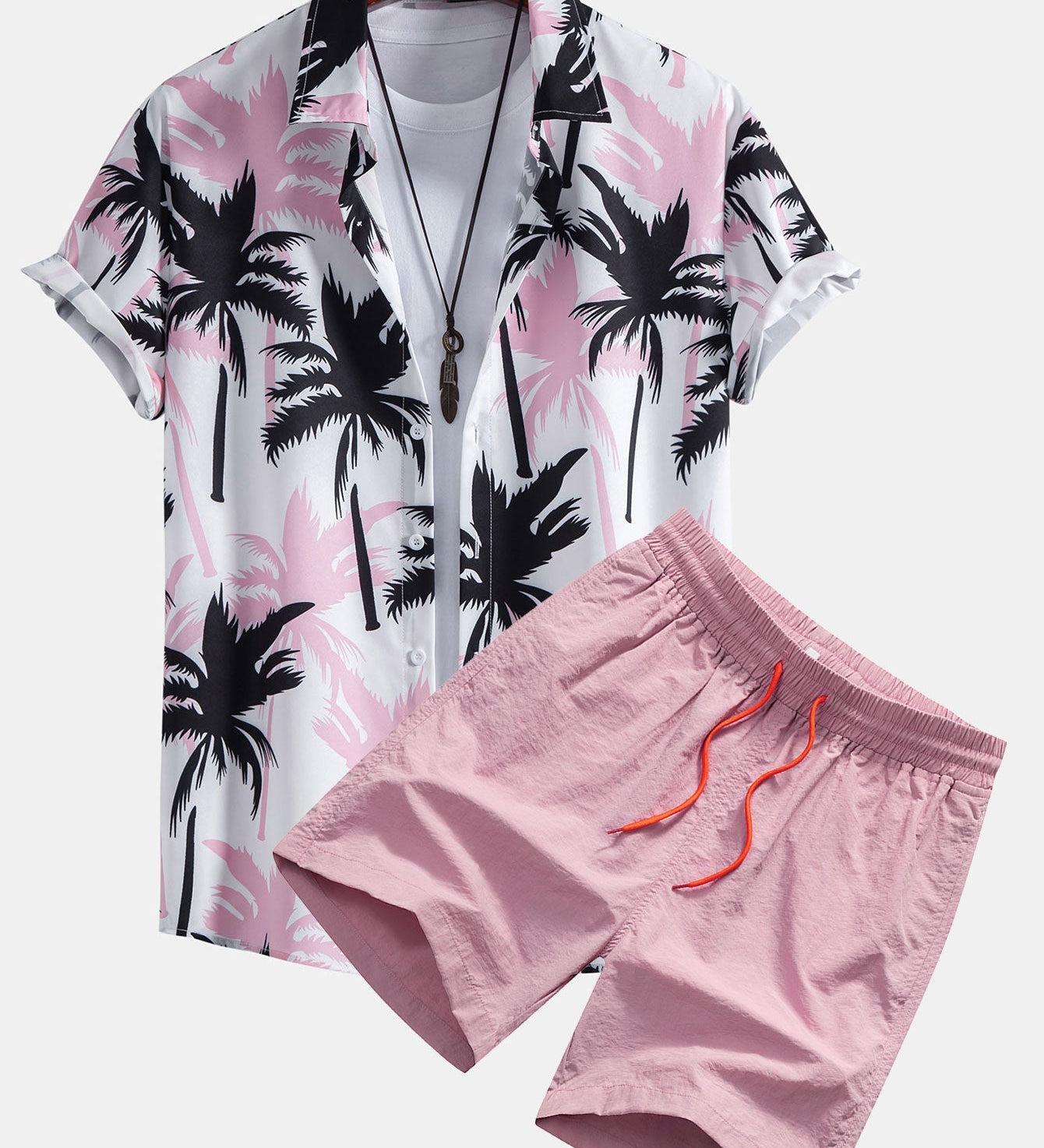 Hemd mit Palmenmuster und Shorts zum Schwimmen