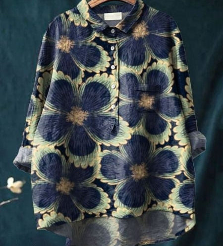 Alodia | Florale Französische Vintage-Bluse