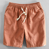 Geometrisches Jacquard Eyelet Cuban Hemd & Shorts aus Leinen-Baumwoll-Mischung