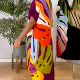 Leafara™ - Lockeres Kleid mit farbenfrohem Blattmuster