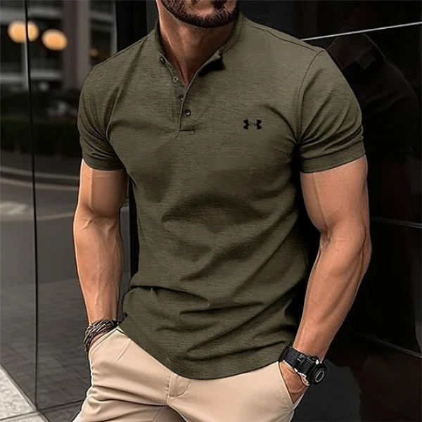Herren-Poloshirt mit Knopfleiste und Henry-Kragen
