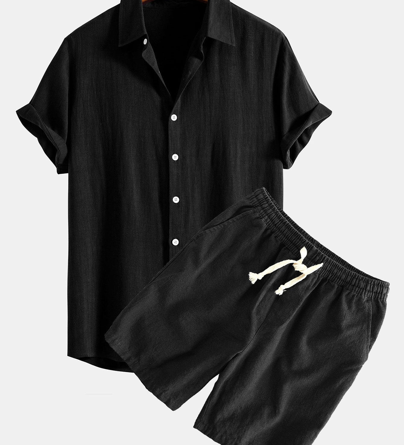 Hemd aus Leinen-Viskose-Mischung mit Knöpfen & Shorts aus Leinen-Baumwoll-Mischung mit Kordelzug
