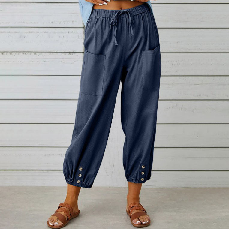 Sommerfeld | Weite Damenhose aus Baumwolle und Leinen