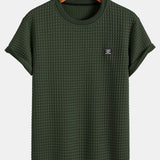 Kurzärmeliges Waffel-T-Shirt mit abgerundetem Saum & Shorts