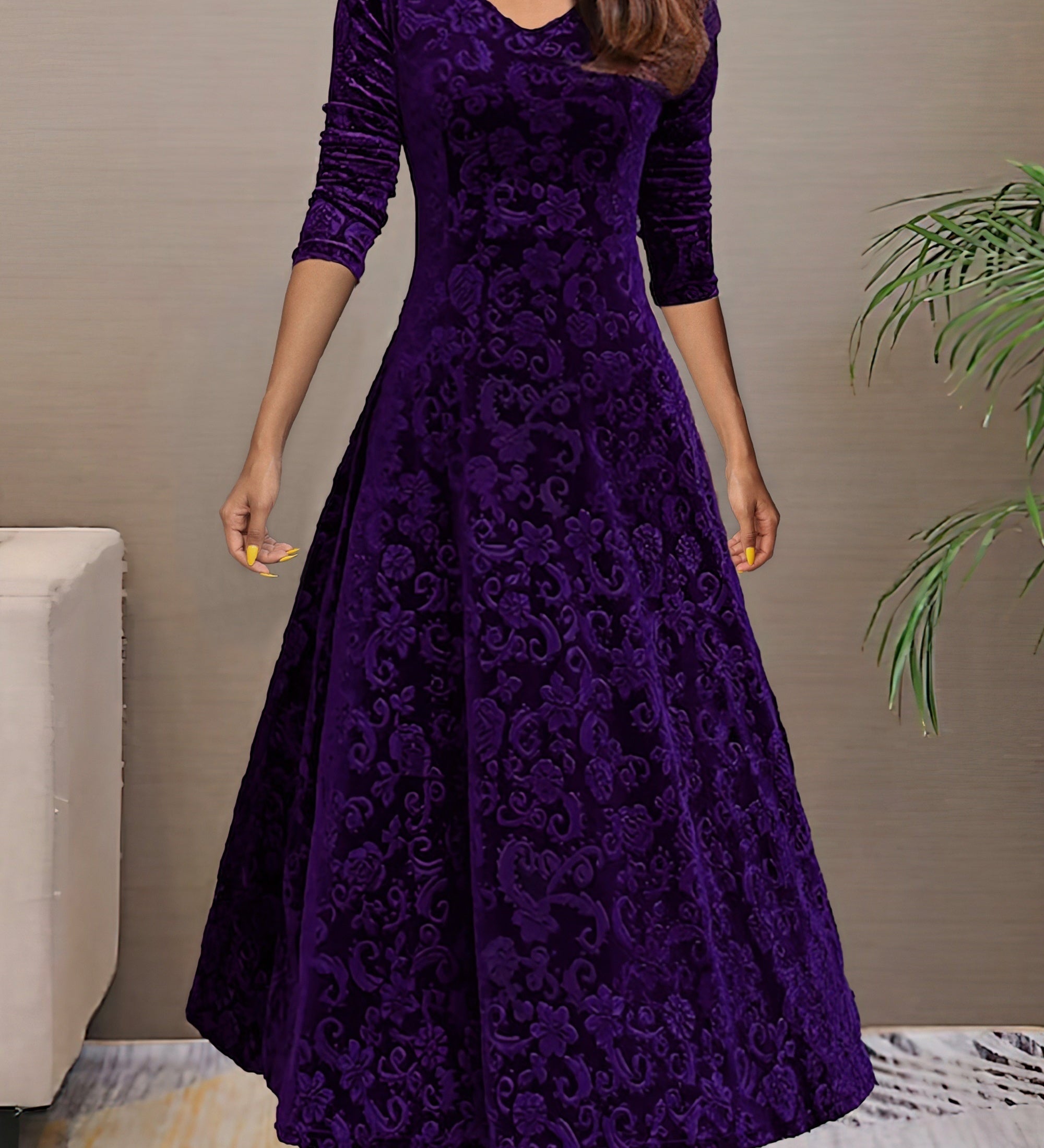 Anny™ - Elegantes Festkleid aus Samt mit V-Ausschnitt