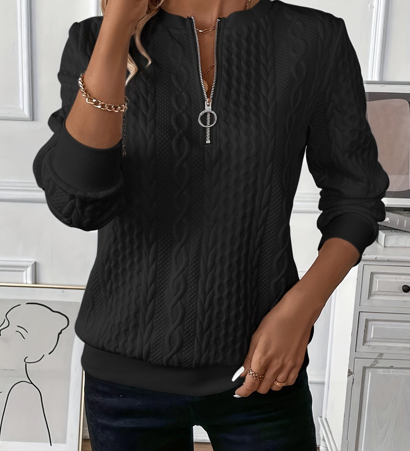 Sommerfeld | Eleganter Strickpullover mit Reißverschluss