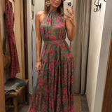Elara | Drapiertes Halter-Midi-Kleid