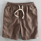 Geometrisches Jacquard Eyelet Cuban Hemd & Shorts aus Leinen-Baumwoll-Mischung