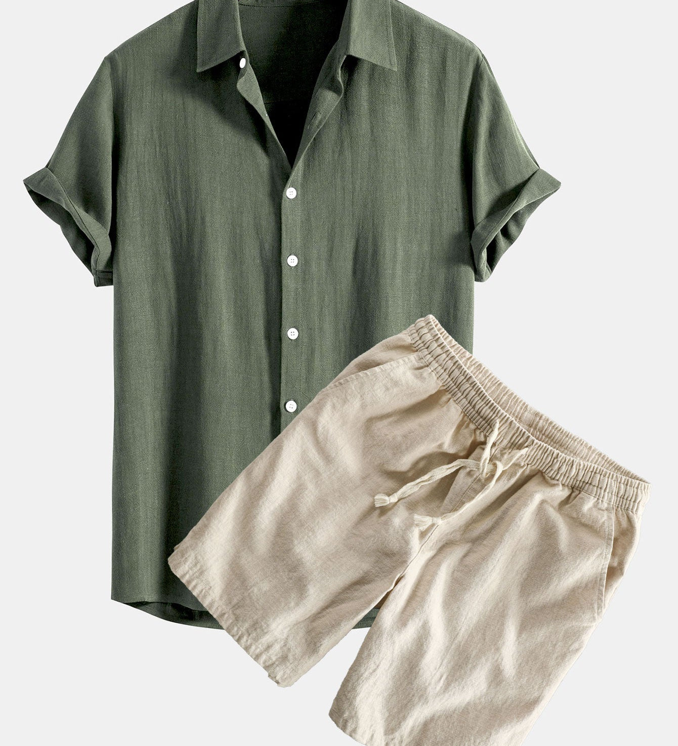 Hemd aus Leinen-Viskose-Mischung mit Knöpfen & Shorts aus Leinen-Baumwoll-Mischung mit Kordelzug