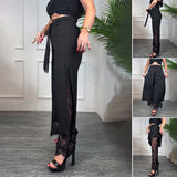 Sommerfeld | Stilvolle Weitbein-Hose mit Transparentem Spitzeneinsatz