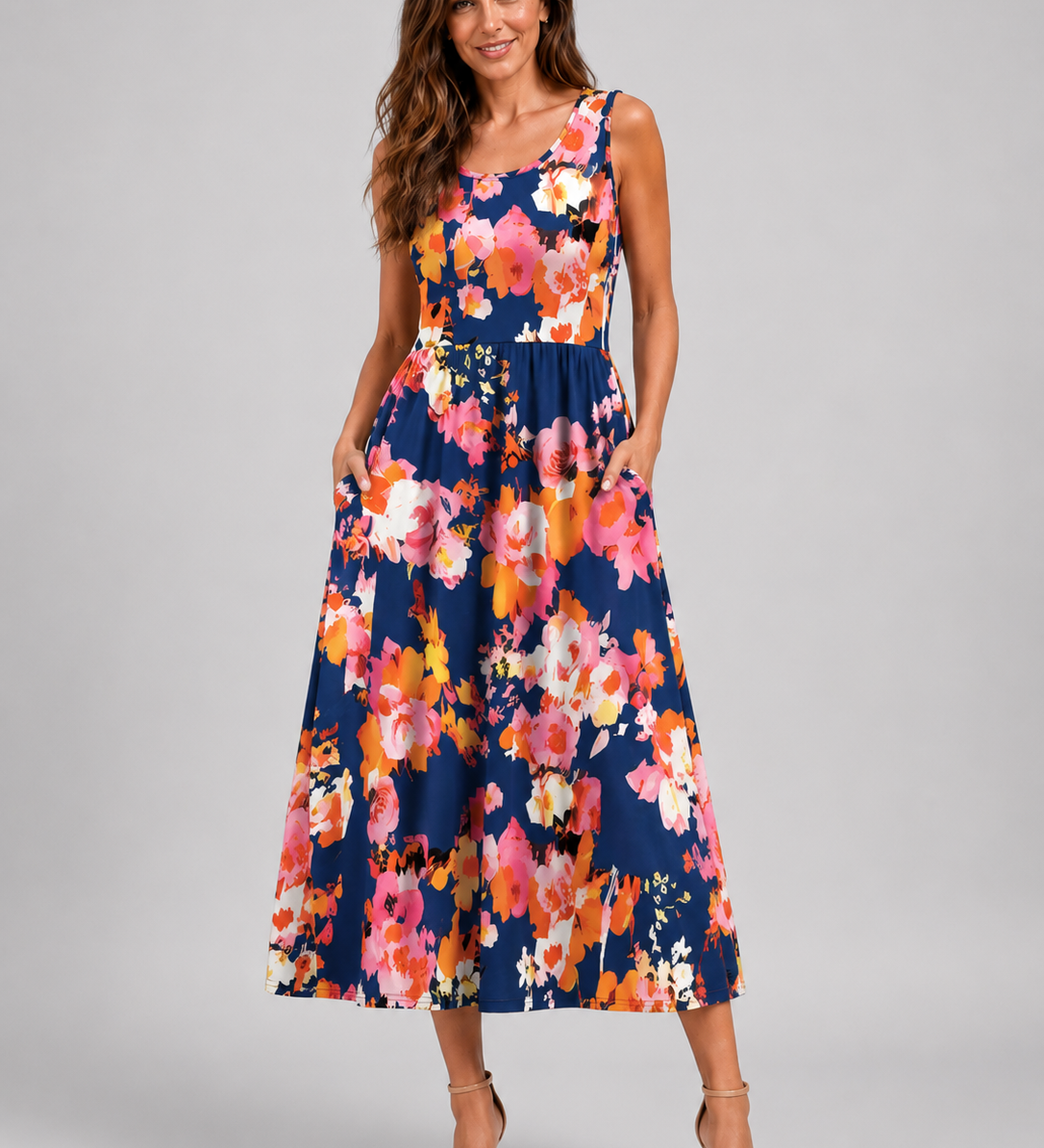 Franziska | Boho-Halterneck Midi-Kleid