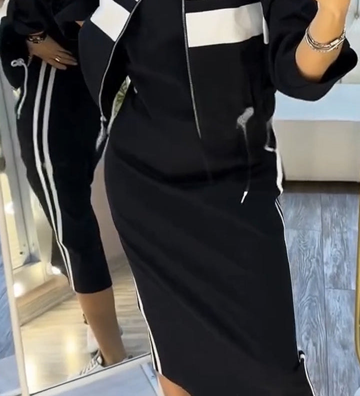 Feyra™ - Lässiges und Stilvolles Set mit Rundhalsausschnitt-Kleid und Jacke für Damen