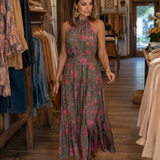 Elara | Drapiertes Halter-Midi-Kleid
