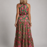 Elara | Drapiertes Halter-Midi-Kleid