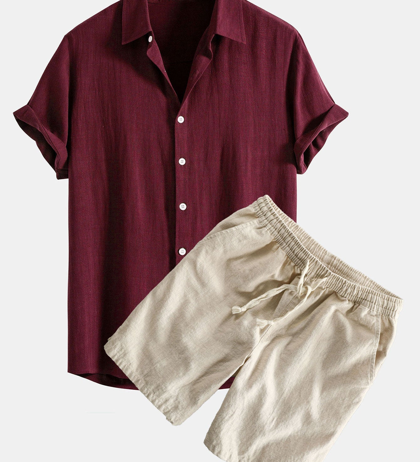 Hemd aus Leinen-Viskose-Mischung mit Knöpfen & Shorts aus Leinen-Baumwoll-Mischung mit Kordelzug