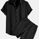 Kurzärmeliges Corduroy Hemd mit Knöpfen & Shorts