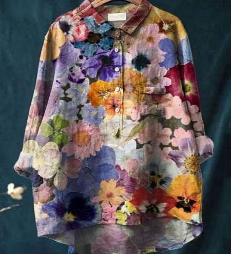 Alodia | Florale Französische Vintage-Bluse