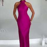 Sommerfeld | Elegantes Satin-Maxikleid mit Halter-Ausschnitt