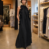 Helene | Ärmelloses Leinen-Maxikleid mit Rüschen