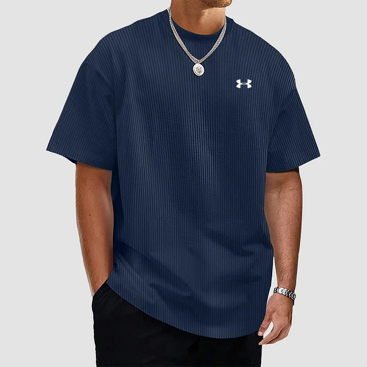 Unifarbenes, strukturiertes, schnelltrocknendes T-Shirt für Männer