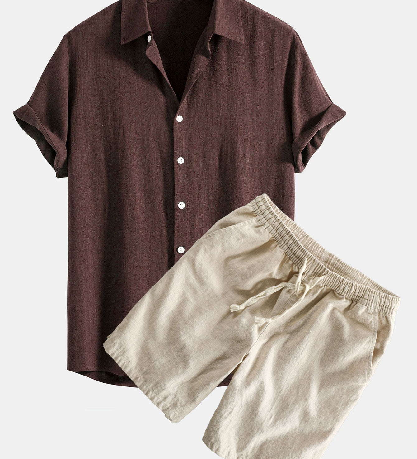 Hemd aus Leinen-Viskose-Mischung mit Knöpfen & Shorts aus Leinen-Baumwoll-Mischung mit Kordelzug