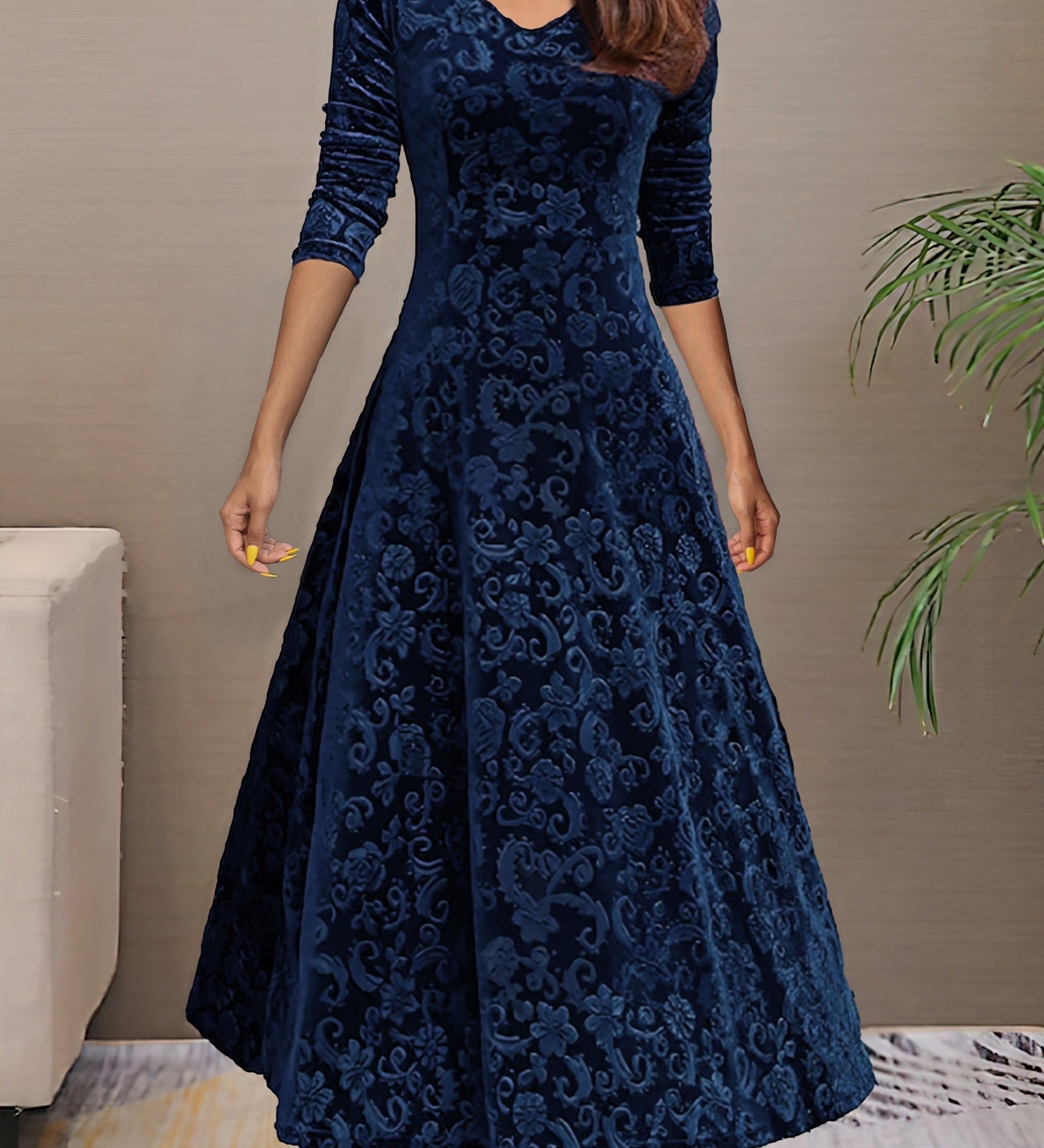 Anny™ - Elegantes Festkleid aus Samt mit V-Ausschnitt