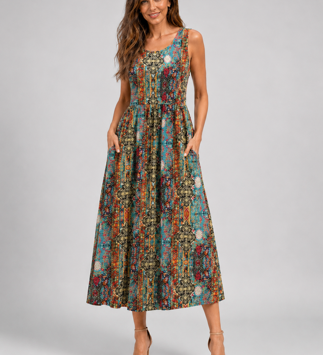 Franziska | Boho-Halterneck Midi-Kleid