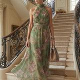 Paula | Midi-Kleid mit gerafftem Halterneck-Ausschnitt