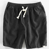 Geometrisches Jacquard Eyelet Cuban Hemd & Shorts aus Leinen-Baumwoll-Mischung