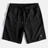Kurzärmeliges geometrisches Jacquard-T-Shirt mit abgerundetem Saum & Shorts