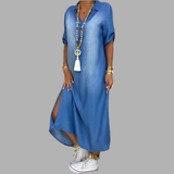 Andrea™ – Langes Kleid in Jeansoptik mit Seitenschlitz