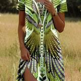 Isla™ – Kleid mit Indisch-inspiriertem Print und Rundhalsausschnitt
