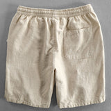 Geometrisches Jacquard Eyelet Cuban Hemd & Shorts aus Leinen-Baumwoll-Mischung