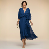 Sommerfeld | Fließendes Midikleid mit V-Ausschnitt