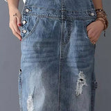Frayla™ – Abgenutztes Jeanskleid mit Schlitz hinten