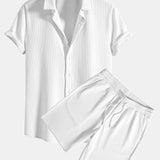 Muscle Fit geripptes Hemd mit Knopfleiste & Shorts