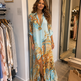 Liane | Geblümtes Maxikleid mit Knopfleiste