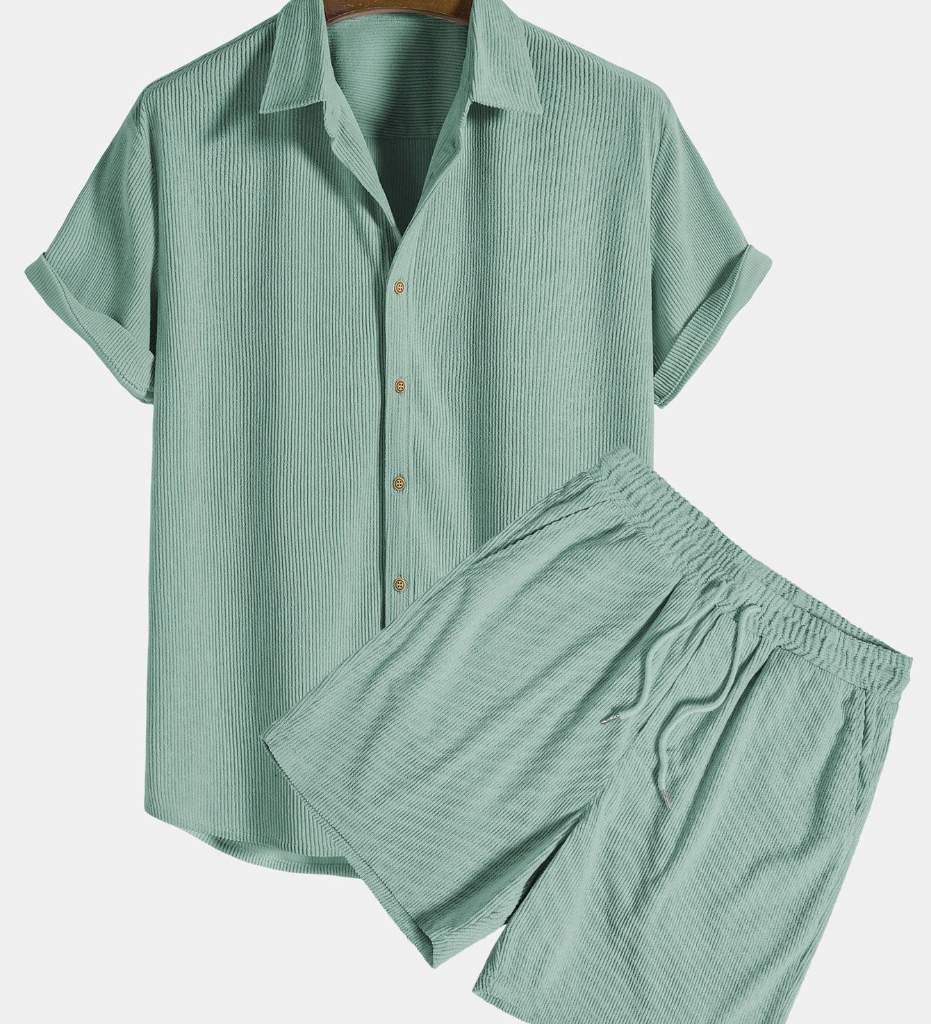 Kurzärmeliges Corduroy Hemd mit Knöpfen & Shorts