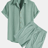 Kurzärmeliges Corduroy Hemd mit Knöpfen & Shorts