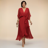 Sommerfeld | Fließendes Midikleid mit V-Ausschnitt