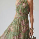 Paula | Midi-Kleid mit gerafftem Halterneck-Ausschnitt