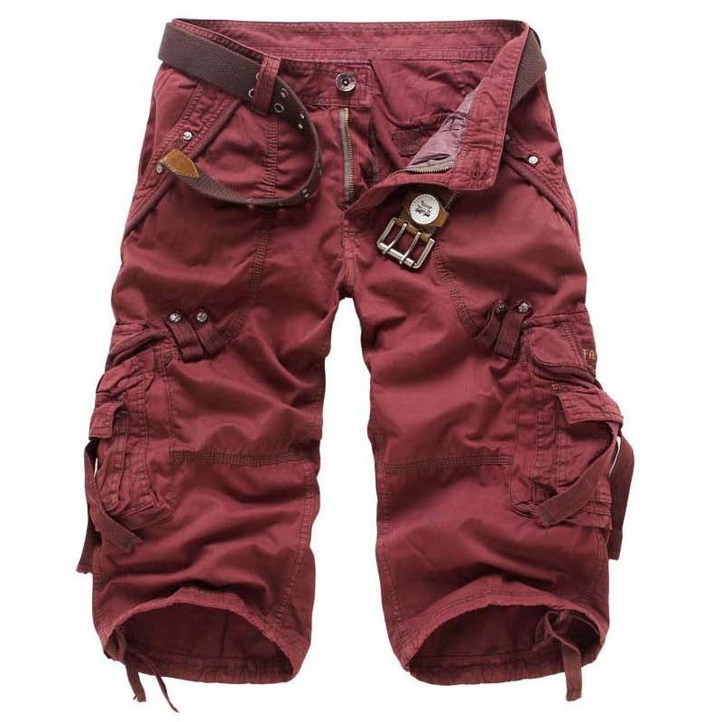 Herren Cargo-Shorts in Uni-Farbe mit mehreren Taschen