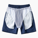 Leaf Farbe Block Print Button Up Shirt & Swim Short