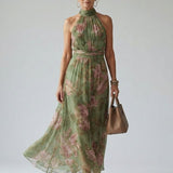 Paula | Midi-Kleid mit gerafftem Halterneck-Ausschnitt