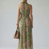 Paula | Midi-Kleid mit gerafftem Halterneck-Ausschnitt