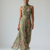 Paula | Midi-Kleid mit gerafftem Halterneck-Ausschnitt