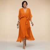 Sommerfeld | Fließendes Midikleid mit V-Ausschnitt